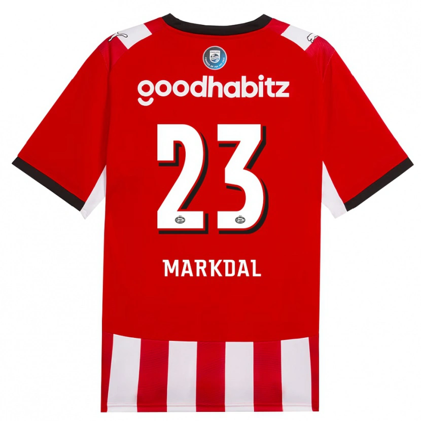 Danxen Bambino Maglia Mikkel Markdal #23 Rosso Bianco Nero Kit Gara Home 2026/27 Maglietta