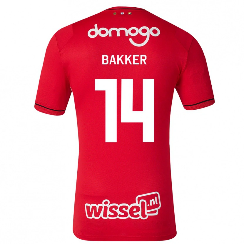 Danxen Bambino Maglia Eshly Bakker #14 Rosso Bianco Nero Kit Gara Home 2026/27 Maglietta