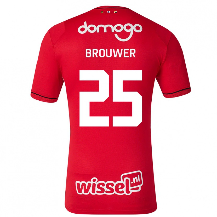 Danxen Bambino Maglia Michael Brouwer #25 Rosso Bianco Nero Kit Gara Home 2026/27 Maglietta
