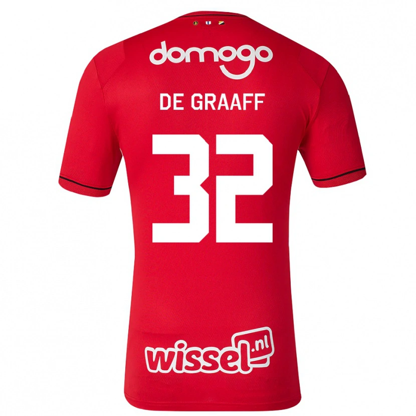 Danxen Bambino Maglia Tom De Graaff #32 Rosso Bianco Nero Kit Gara Home 2026/27 Maglietta
