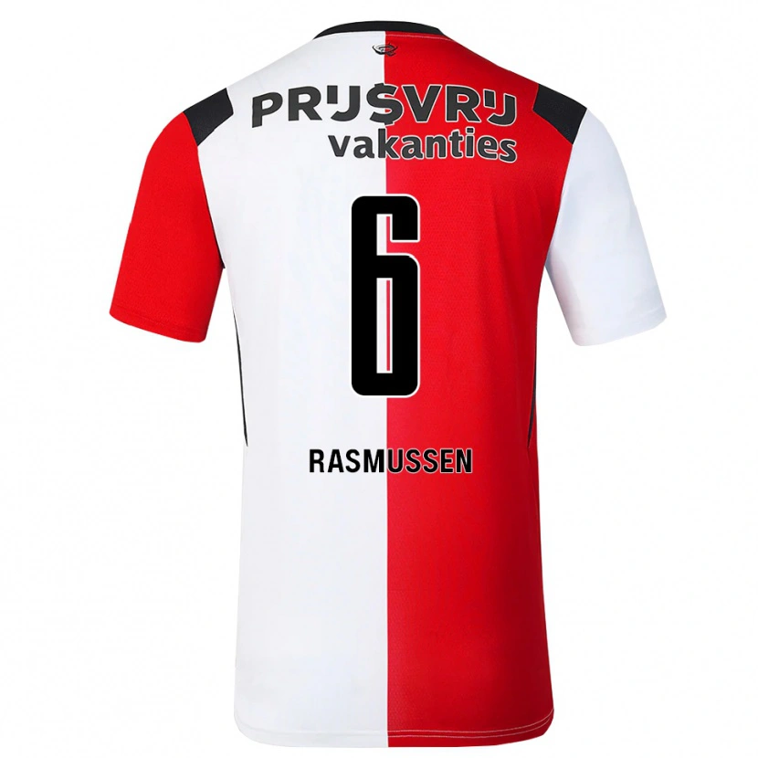 Danxen Bambino Maglia Jacob Rasmussen #6 Rosso Bianco Nero Kit Gara Home 2026/27 Maglietta