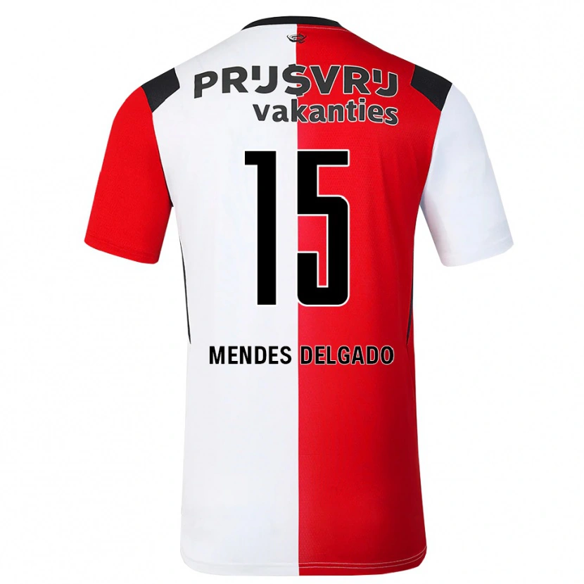 Danxen Bambino Maglia Jayden Mendes Delgado #15 Rosso Bianco Nero Kit Gara Home 2026/27 Maglietta