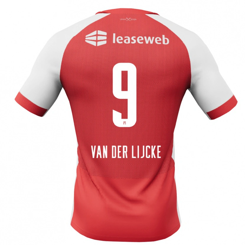 Danxen Bambino Maglia Donny Van Der Lijcke #9 Rosso Bianco Nero Kit Gara Home 2026/27 Maglietta