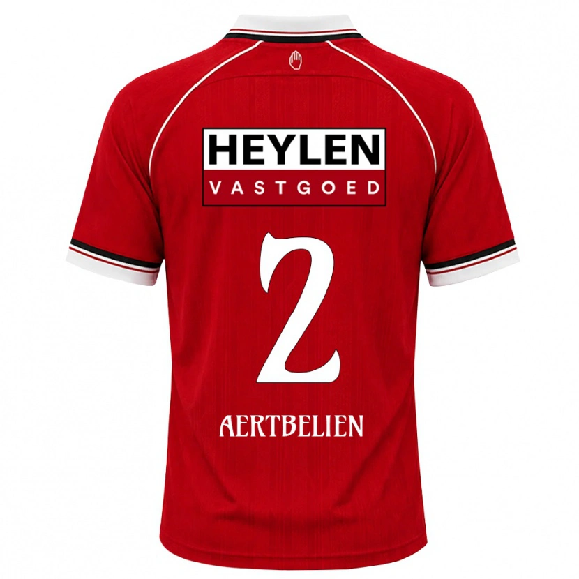 Danxen Bambino Maglia Lukas Aertbeliën #2 Rosso Bianco Nero Kit Gara Home 2026/27 Maglietta