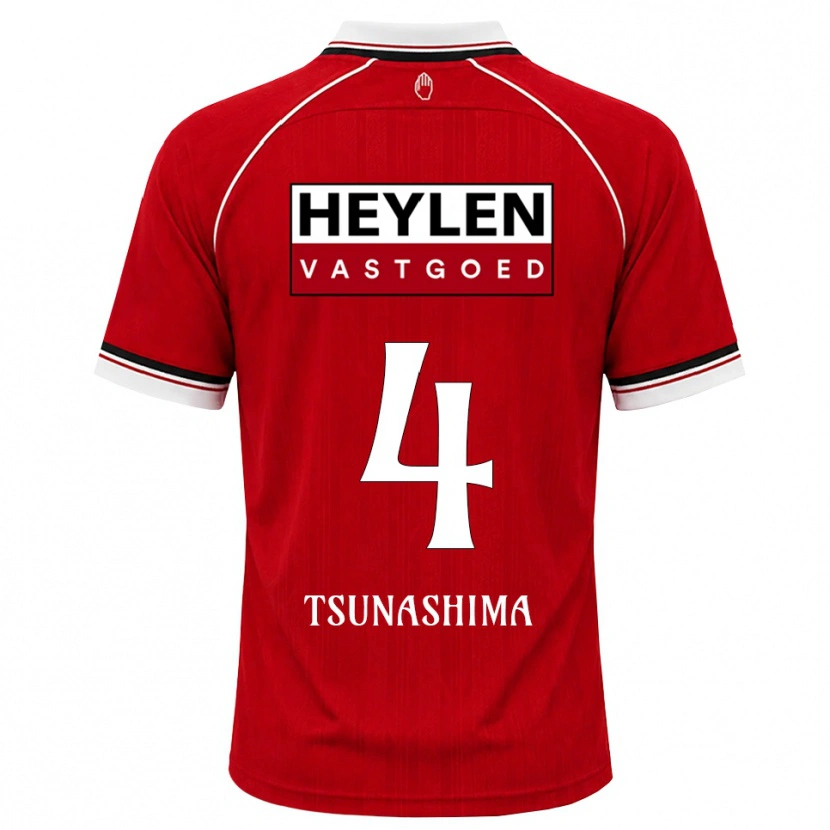 Danxen Bambino Maglia Yuto Tsunashima #4 Rosso Bianco Nero Kit Gara Home 2026/27 Maglietta