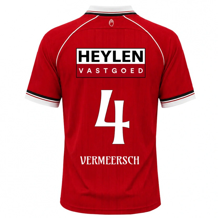 Danxen Bambino Maglia Ryan Vermeersch #4 Rosso Bianco Nero Kit Gara Home 2026/27 Maglietta