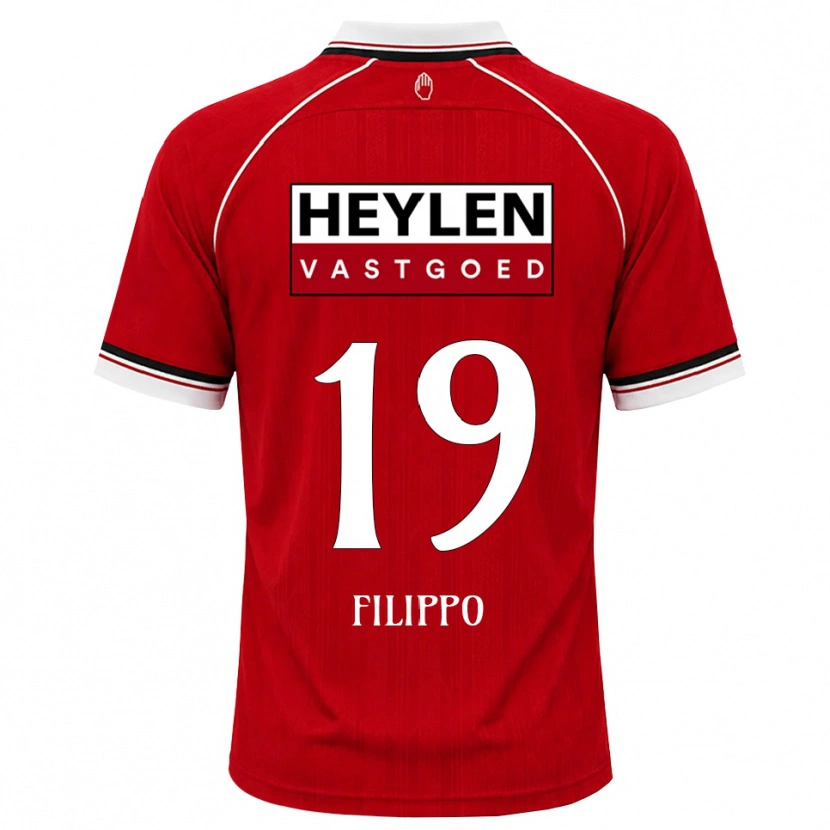 Danxen Bambino Maglia Niels Filippo #19 Rosso Bianco Nero Kit Gara Home 2026/27 Maglietta