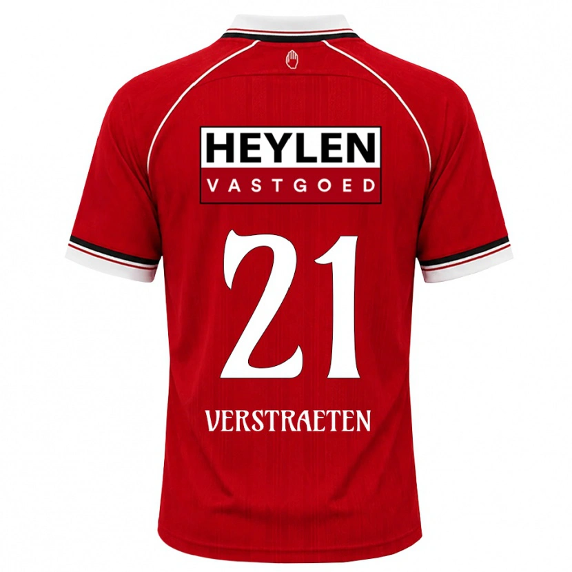 Danxen Bambino Maglia Andreas Verstraeten #21 Rosso Bianco Nero Kit Gara Home 2026/27 Maglietta