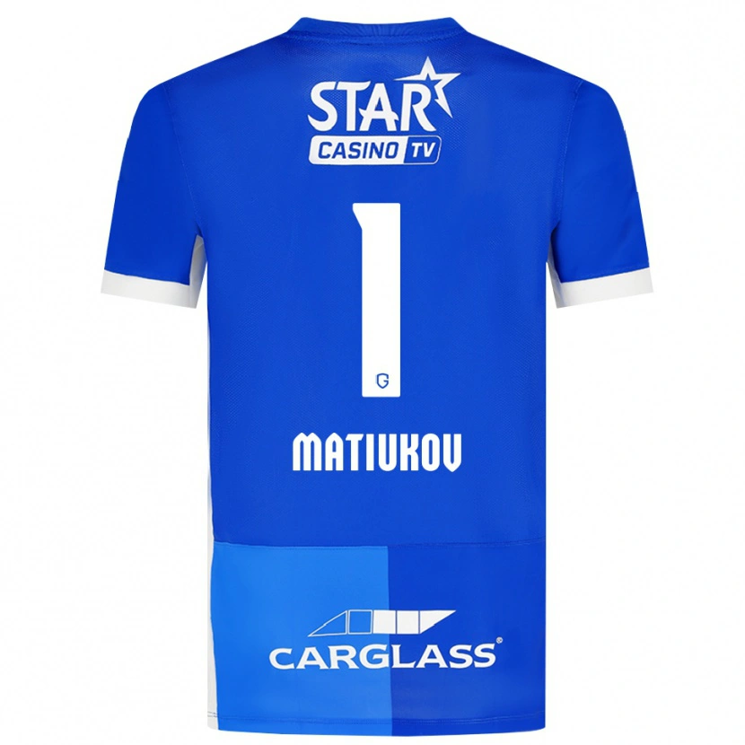 Danxen Bambino Maglia Platon Matiukov #1 Blu Medio Blu Reale Bianco Kit Gara Home 2026/27 Maglietta