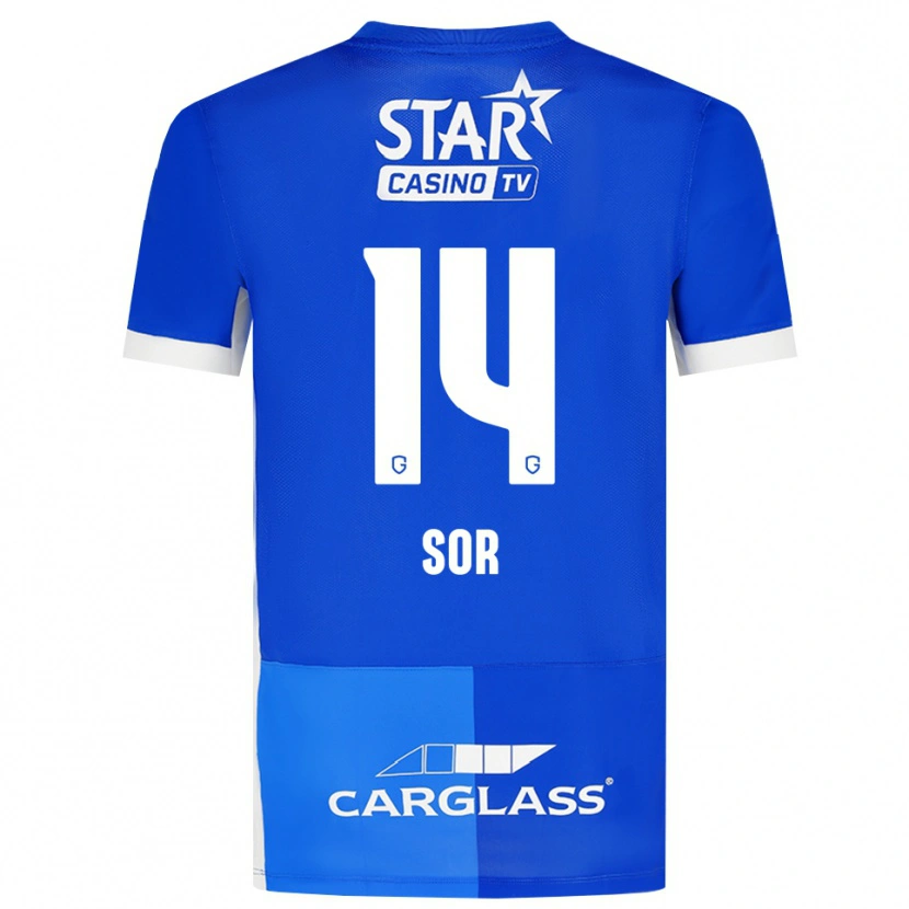 Danxen Bambino Maglia Yira Sor #14 Blu Medio Blu Reale Bianco Kit Gara Home 2026/27 Maglietta