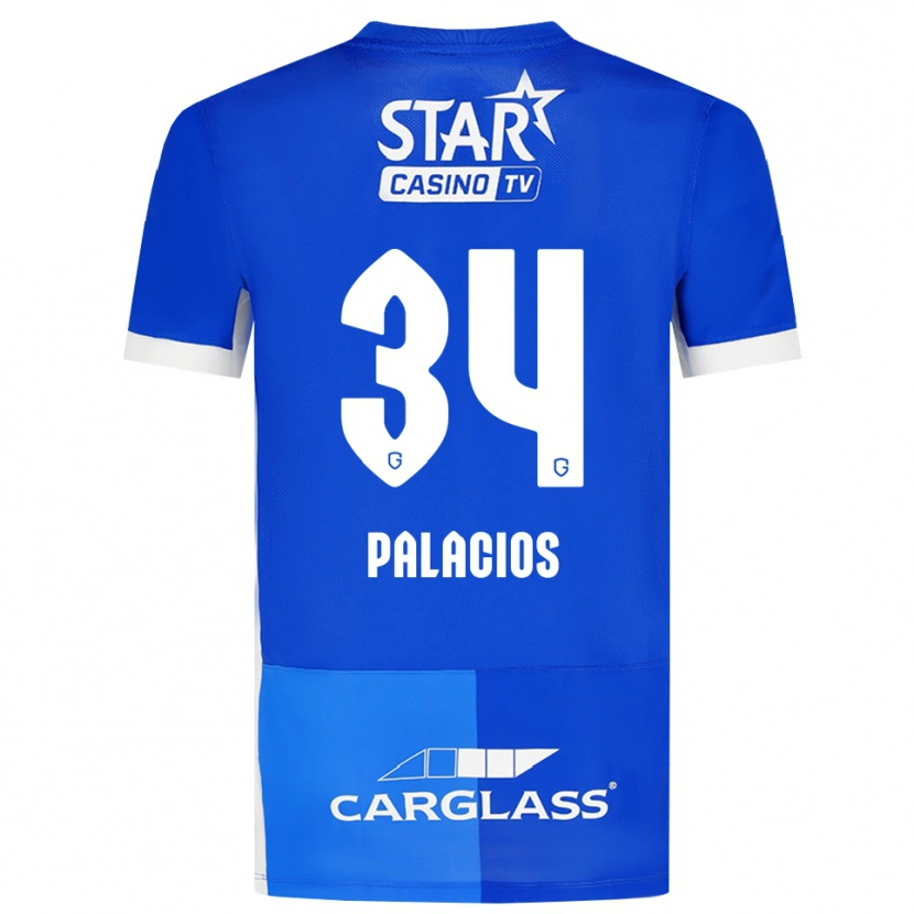 Danxen Bambino Maglia Adrián Palacios #34 Blu Medio Blu Reale Bianco Kit Gara Home 2026/27 Maglietta