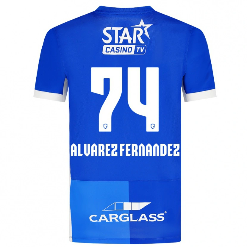 Danxen Bambino Maglia Loïc Alvarez Fernandez #74 Blu Medio Blu Reale Bianco Kit Gara Home 2026/27 Maglietta