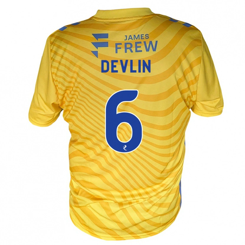 Danxen Bambino Maglia Daniel Devlin #6 Giallo Blu Reale Kit Gara Away 2026/27 Maglietta