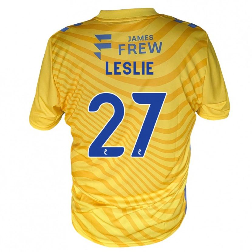 Danxen Bambino Maglia Kian Leslie #27 Giallo Blu Reale Kit Gara Away 2026/27 Maglietta