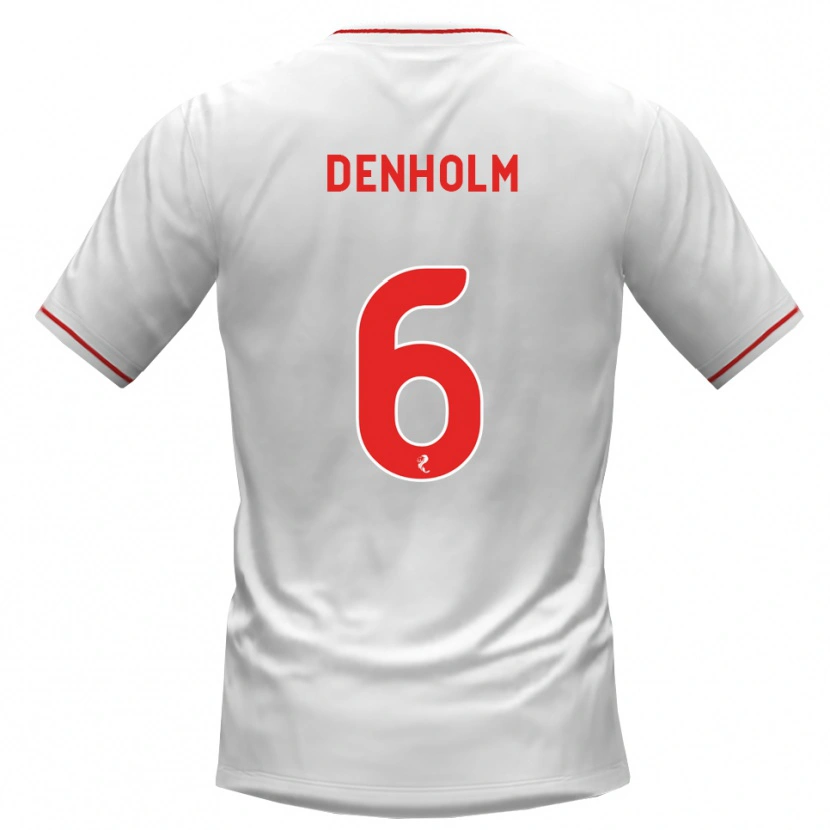 Danxen Bambino Maglia Aidan Denholm #6 Rosso Bianco Kit Gara Away 2026/27 Maglietta