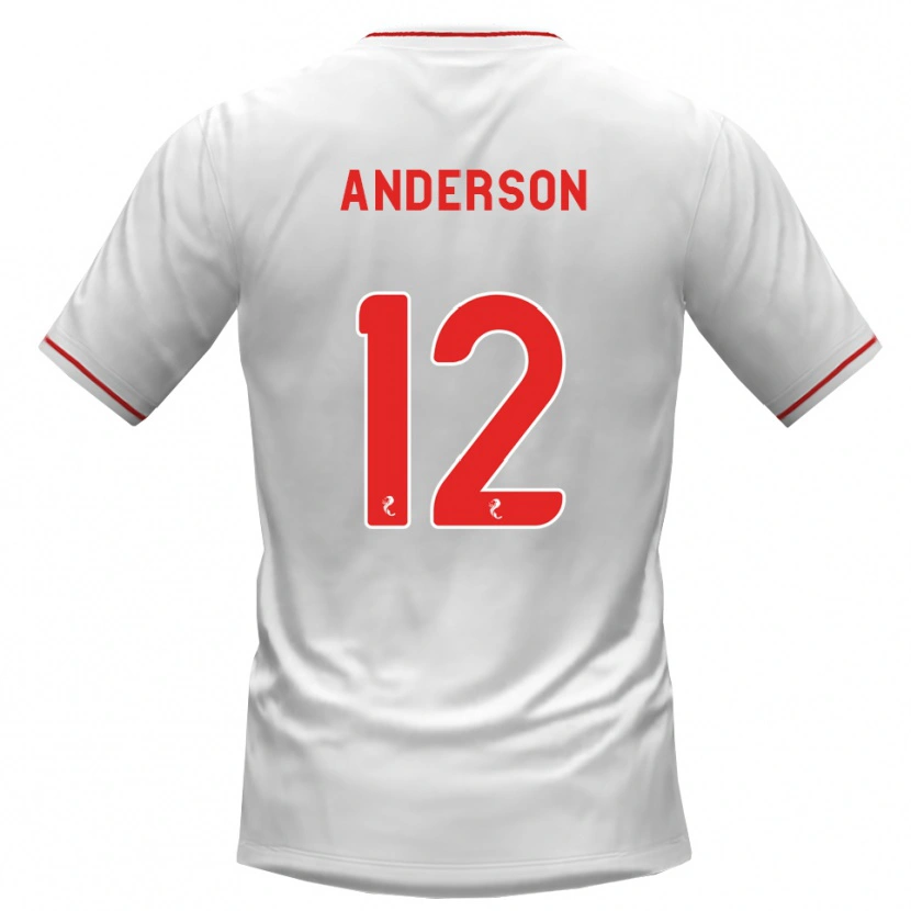 Danxen Bambino Maglia Rhys Anderson #12 Rosso Bianco Kit Gara Away 2026/27 Maglietta