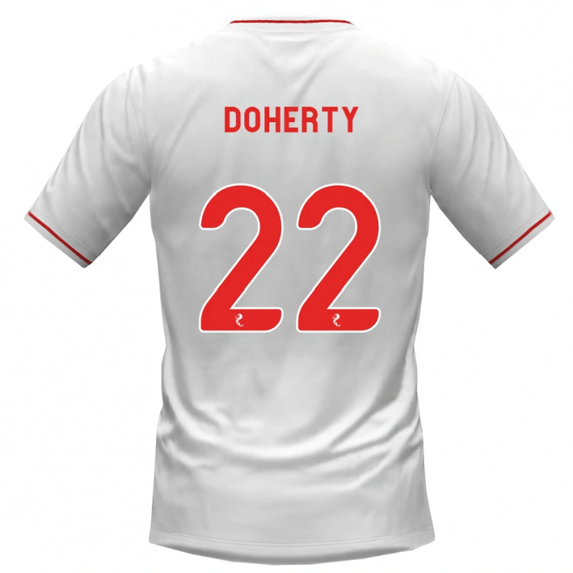Danxen Bambino Maglia Jordan Doherty #22 Rosso Bianco Kit Gara Away 2026/27 Maglietta