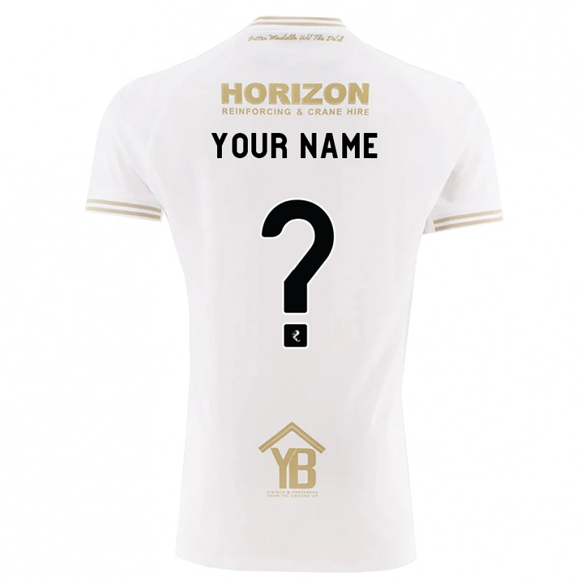 Danxen Bambino Maglia Il Tuo Nome #0 Bianco Giallo Kit Gara Away 2026/27 Maglietta