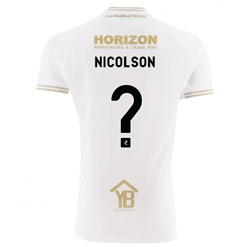 Danxen Bambino Maglia Amanda Nicolson #0 Bianco Giallo Kit Gara Away 2026/27 Maglietta