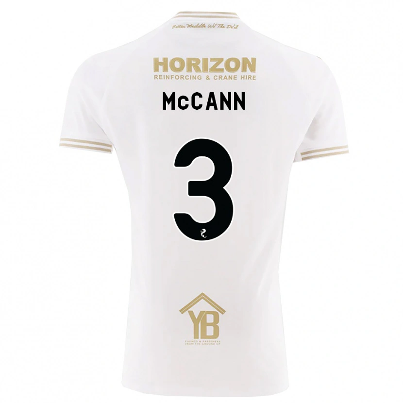 Danxen Bambino Maglia Leon Mccann #3 Bianco Giallo Kit Gara Away 2026/27 Maglietta