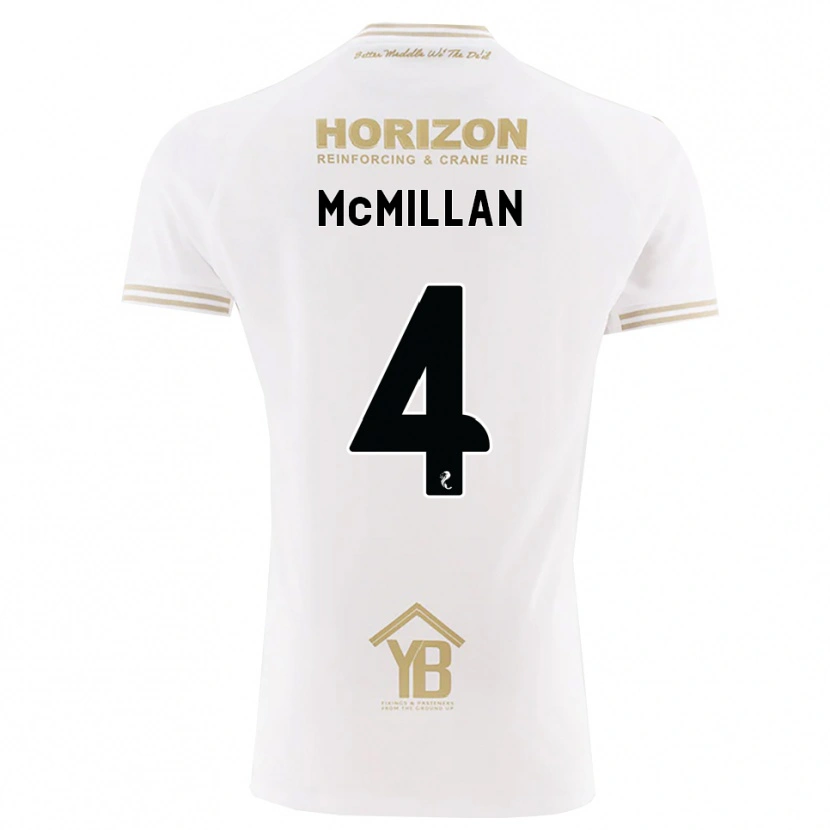 Danxen Bambino Maglia Jack Mcmillan #4 Bianco Giallo Kit Gara Away 2026/27 Maglietta