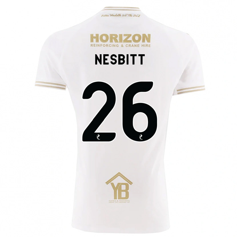 Danxen Bambino Maglia Aidan Nesbitt #26 Bianco Giallo Kit Gara Away 2026/27 Maglietta