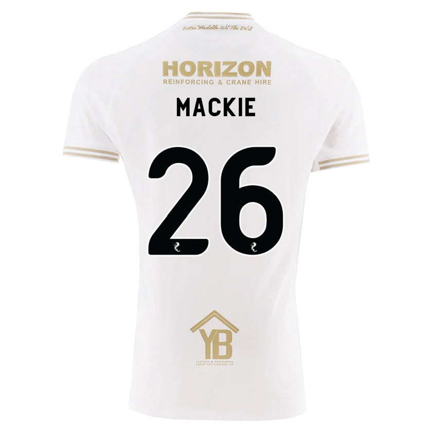 Danxen Bambino Maglia Sean Mackie #26 Bianco Giallo Kit Gara Away 2026/27 Maglietta