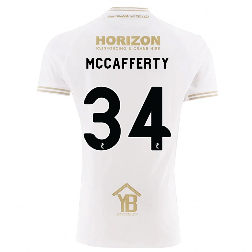 Danxen Bambino Maglia Flynn Mccafferty #34 Bianco Giallo Kit Gara Away 2026/27 Maglietta