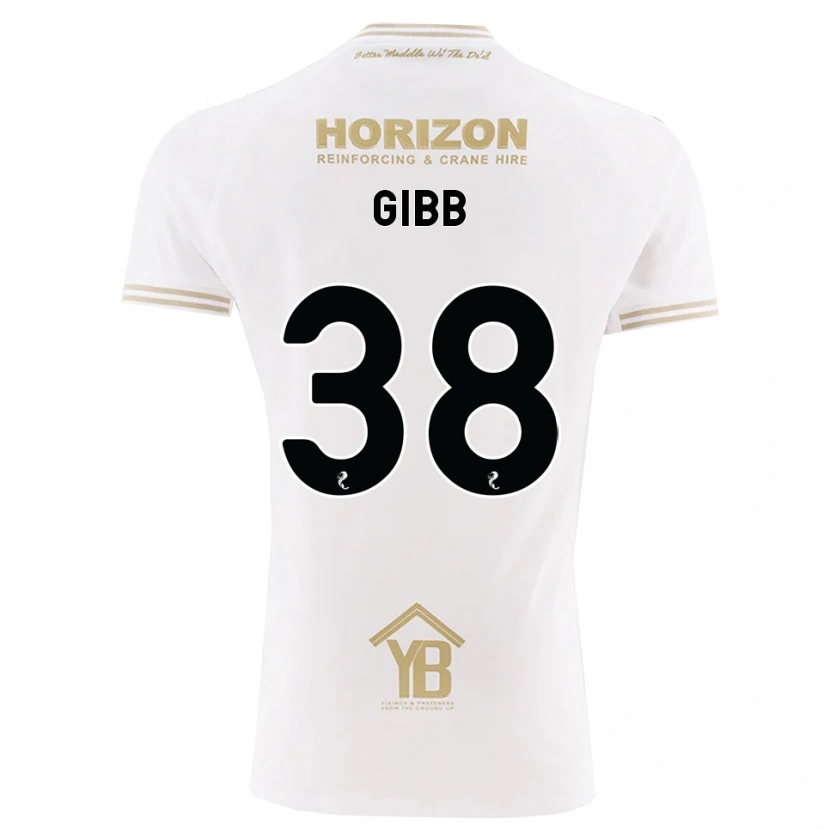 Danxen Bambino Maglia Thomas Gibb #38 Bianco Giallo Kit Gara Away 2026/27 Maglietta