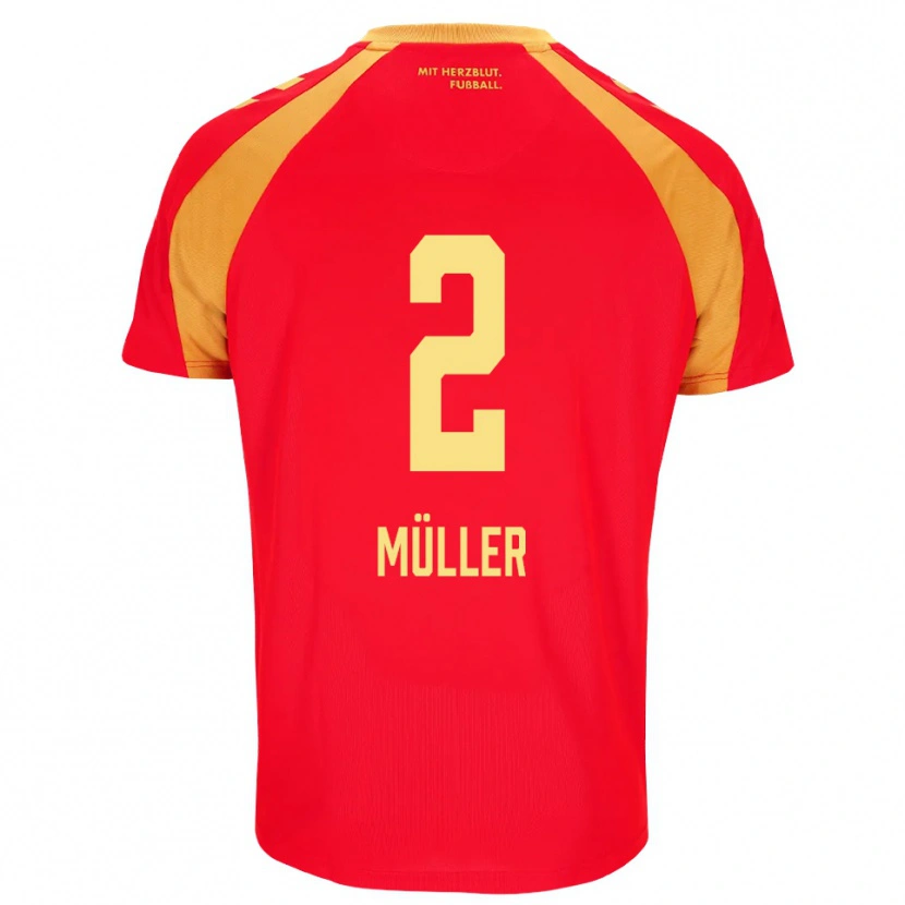 Danxen Bambino Maglia Ruben Müller #2 Rosso Arancione Nero Kit Gara Away 2026/27 Maglietta