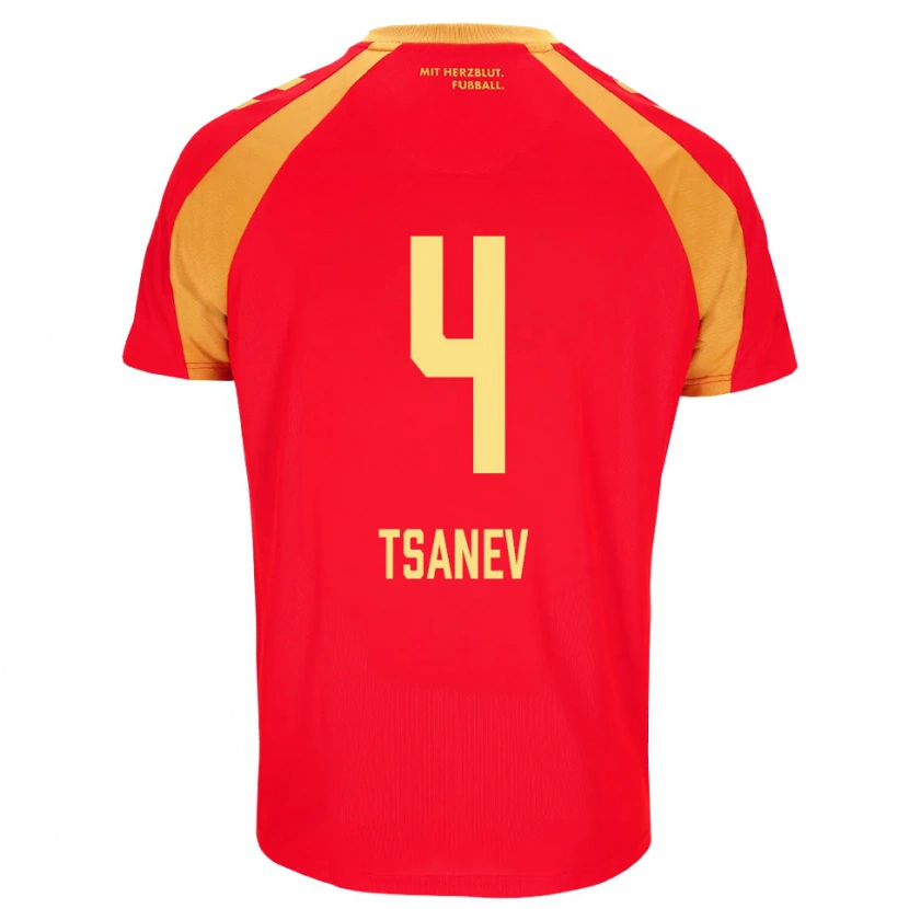 Danxen Bambino Maglia Simeon Tsanev #4 Rosso Arancione Nero Kit Gara Away 2026/27 Maglietta