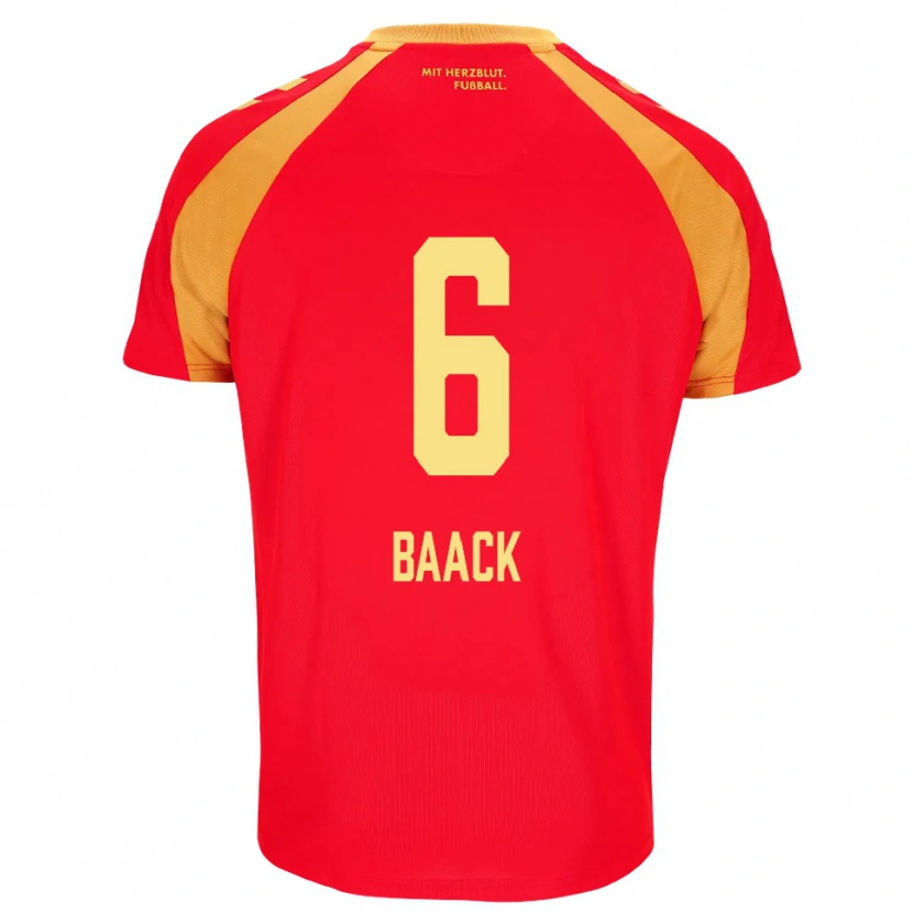 Danxen Bambino Maglia Tom Baack #6 Rosso Arancione Nero Kit Gara Away 2026/27 Maglietta