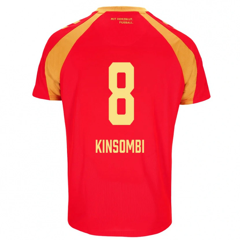Danxen Bambino Maglia David Kinsombi #8 Rosso Arancione Nero Kit Gara Away 2026/27 Maglietta