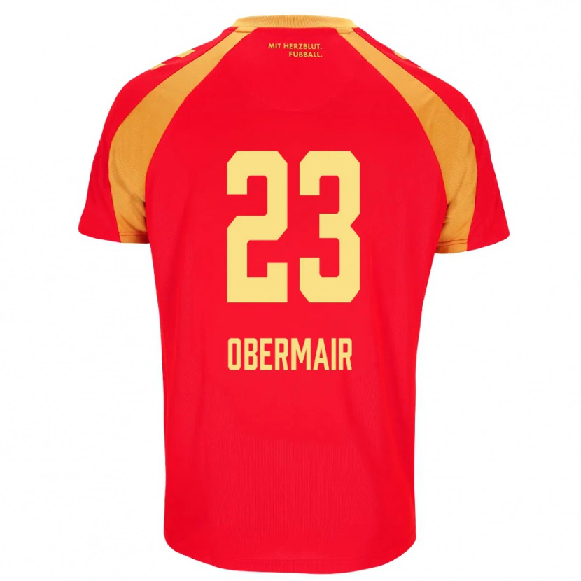 Danxen Bambino Maglia Raphael Obermair #23 Rosso Arancione Nero Kit Gara Away 2026/27 Maglietta