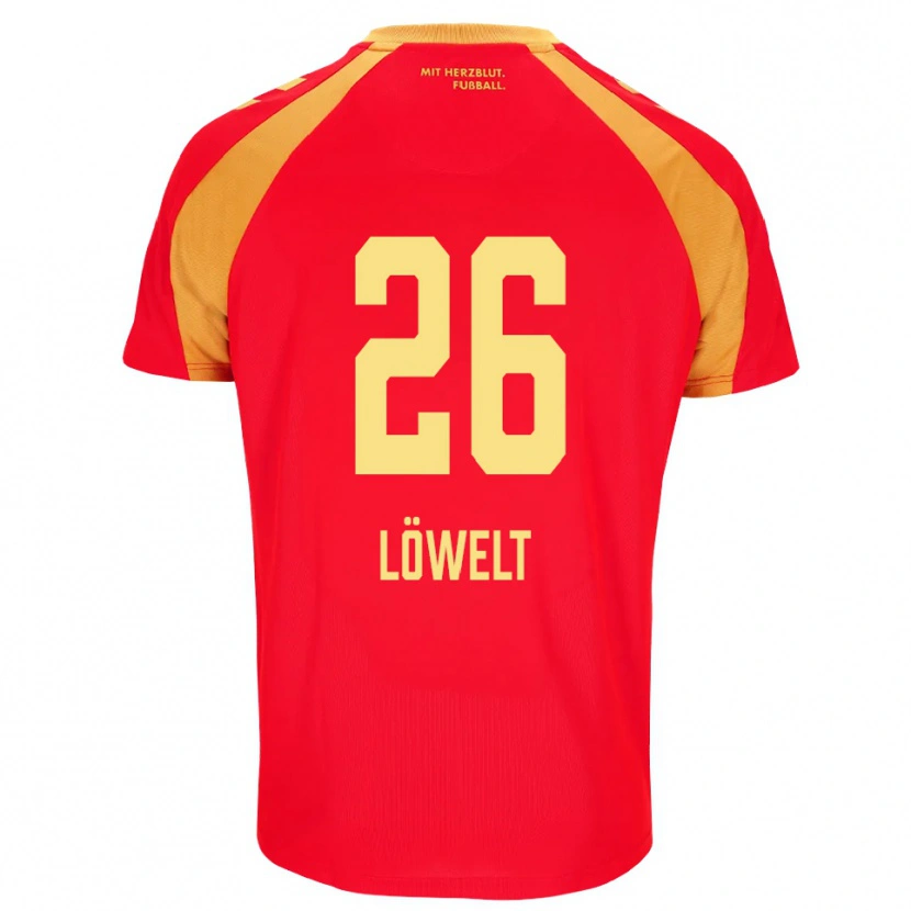 Danxen Bambino Maglia Luca Löwelt #26 Rosso Arancione Nero Kit Gara Away 2026/27 Maglietta
