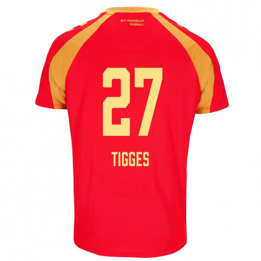 Danxen Bambino Maglia Steffen Tigges #27 Rosso Arancione Nero Kit Gara Away 2026/27 Maglietta