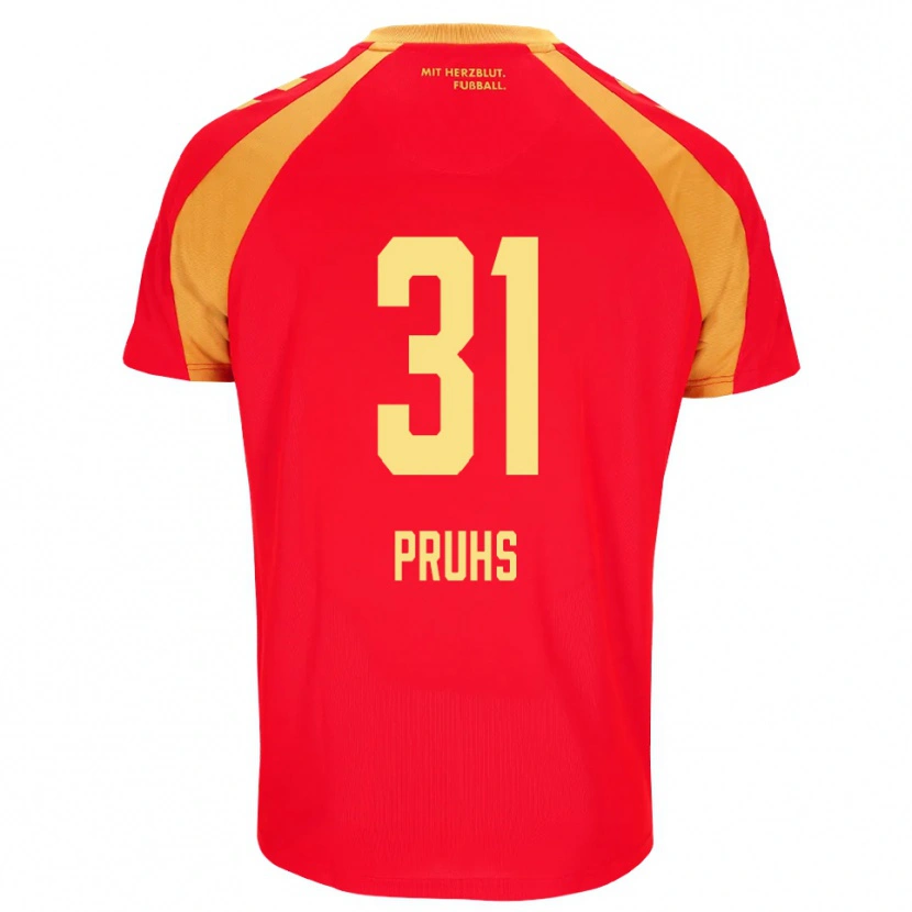 Danxen Bambino Maglia Florian Pruhs #31 Rosso Arancione Nero Kit Gara Away 2026/27 Maglietta