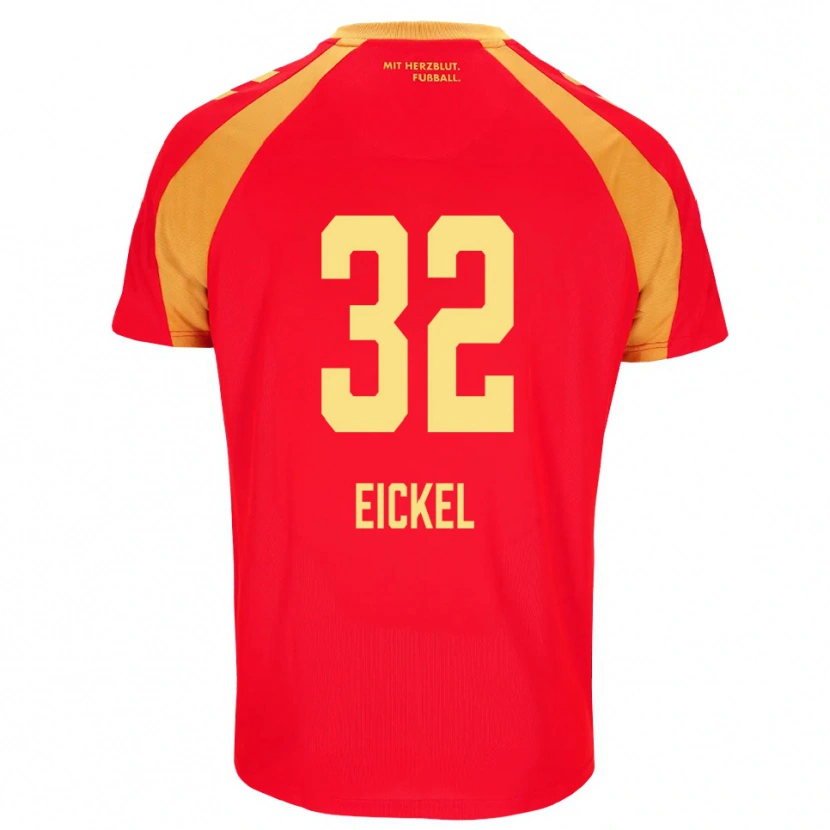 Danxen Bambino Maglia Lasse Eickel #32 Rosso Arancione Nero Kit Gara Away 2026/27 Maglietta