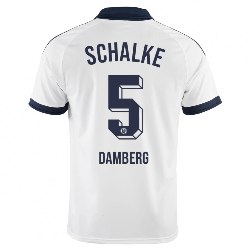 Danxen Bambino Maglia Niclas Damberg #5 Bianco Nero Kit Gara Away 2026/27 Maglietta