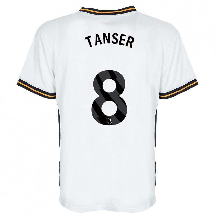 Danxen Bambino Maglia Ellie Tanser #8 Bianco Arancione Nero Kit Gara Away 2026/27 Maglietta