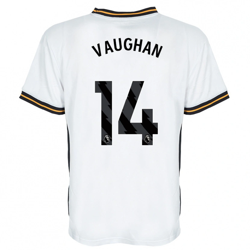 Danxen Bambino Maglia Harry Vaughan #14 Bianco Arancione Nero Kit Gara Away 2026/27 Maglietta