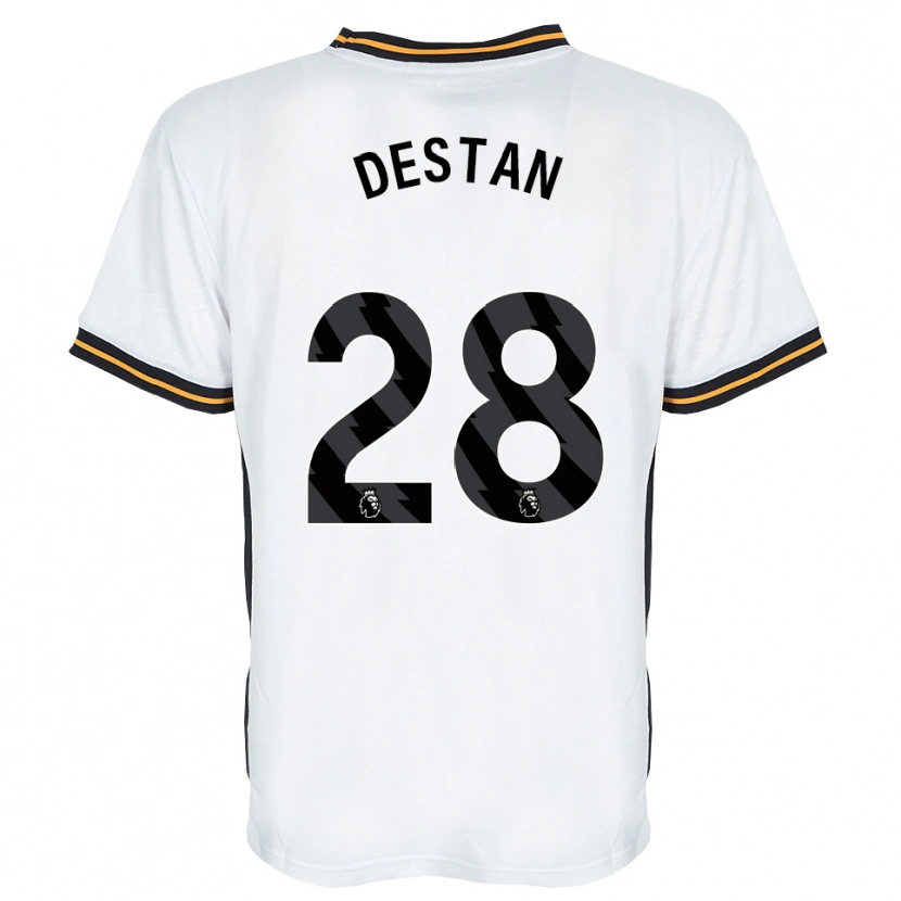 Danxen Bambino Maglia Enis Destan #28 Bianco Arancione Nero Kit Gara Away 2026/27 Maglietta