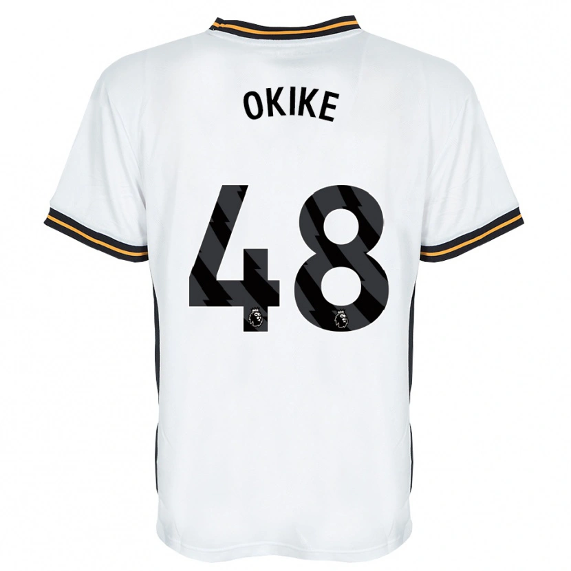 Danxen Bambino Maglia Calvin Okike #48 Bianco Arancione Nero Kit Gara Away 2026/27 Maglietta