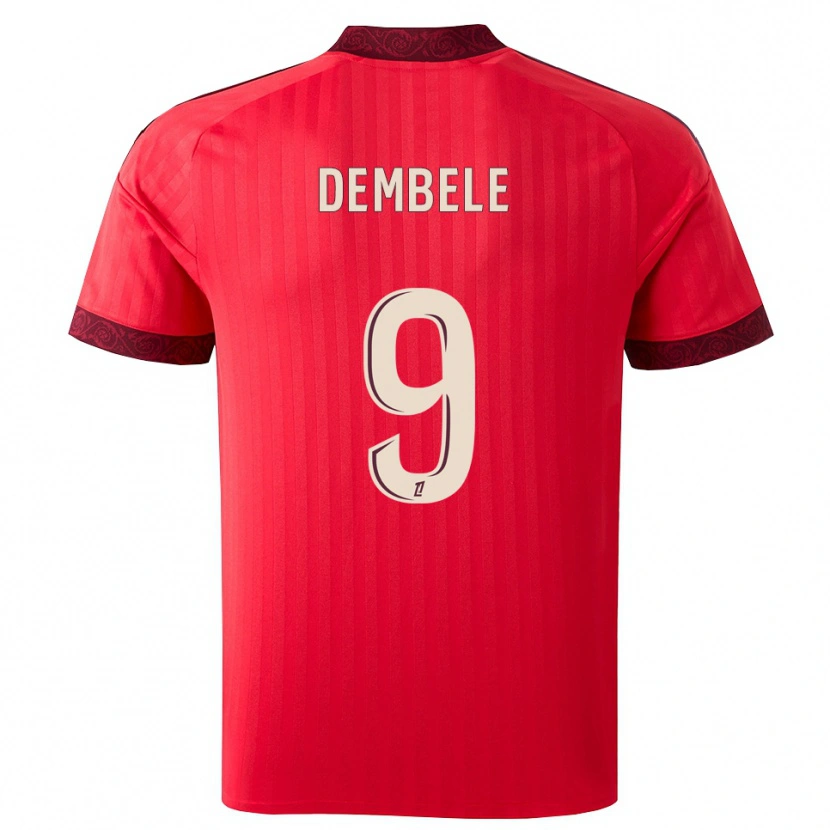 Danxen Bambino Maglia Moussa Dembele #9 Borgogna Rosso Bianco Kit Gara Away 2026/27 Maglietta