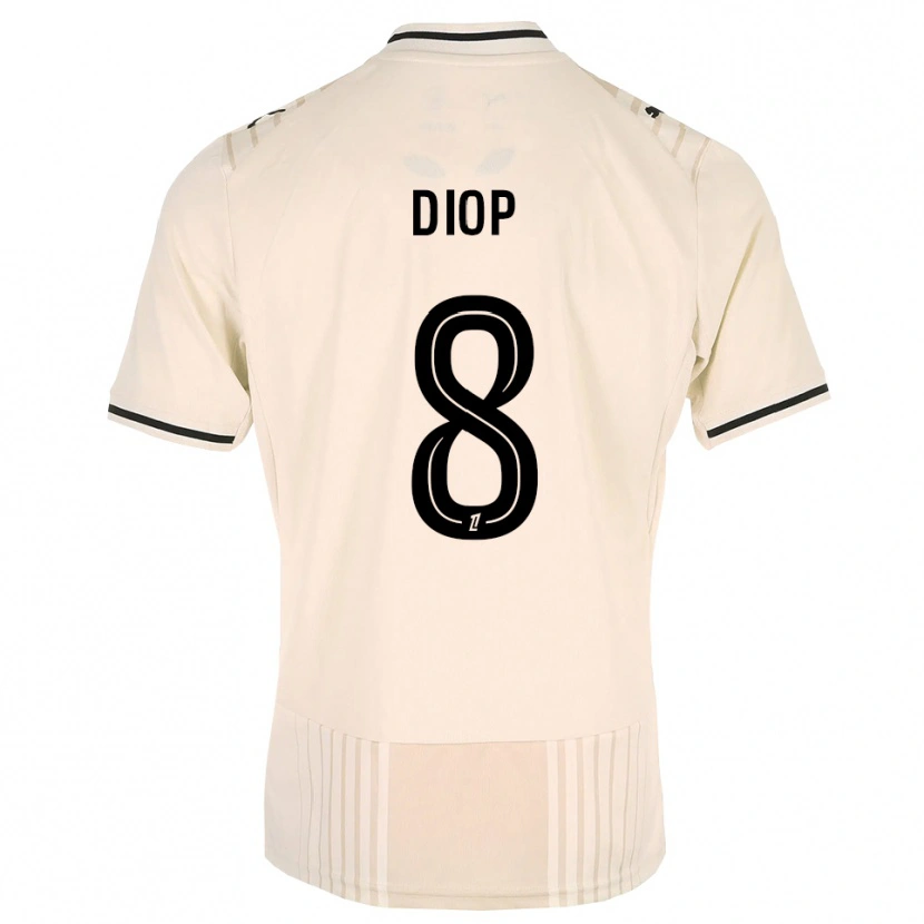 Danxen Bambino Maglia Mouhamed Diop #8 Oldlace Nero Bianco Antico Kit Gara Away 2026/27 Maglietta
