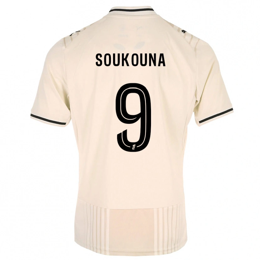 Danxen Bambino Maglia Idrissa Soukouna #9 Oldlace Nero Bianco Antico Kit Gara Away 2026/27 Maglietta