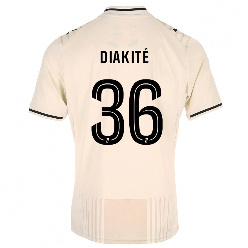 Danxen Bambino Maglia Amadou Diakité #36 Oldlace Nero Bianco Antico Kit Gara Away 2026/27 Maglietta