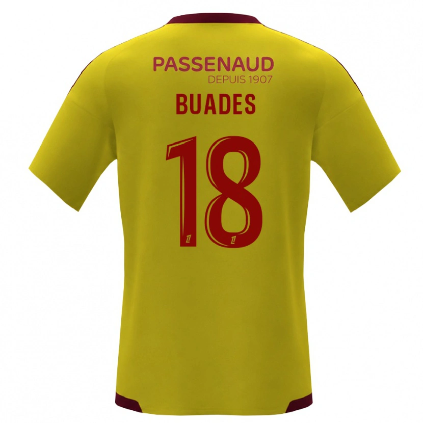 Danxen Bambino Maglia Lucas Buades #18 Giallo Rosso Verde Kit Gara Away 2026/27 Maglietta