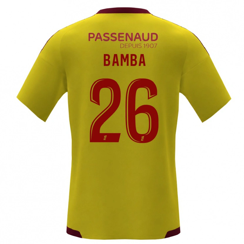 Danxen Bambino Maglia Rayan Bamba #26 Giallo Rosso Verde Kit Gara Away 2026/27 Maglietta