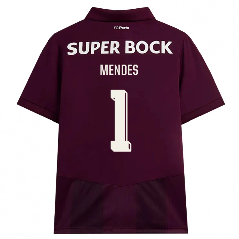 Danxen Bambino Maglia Francisco Mendes #1 Borgogna Bianco Kit Gara Away 2026/27 Maglietta